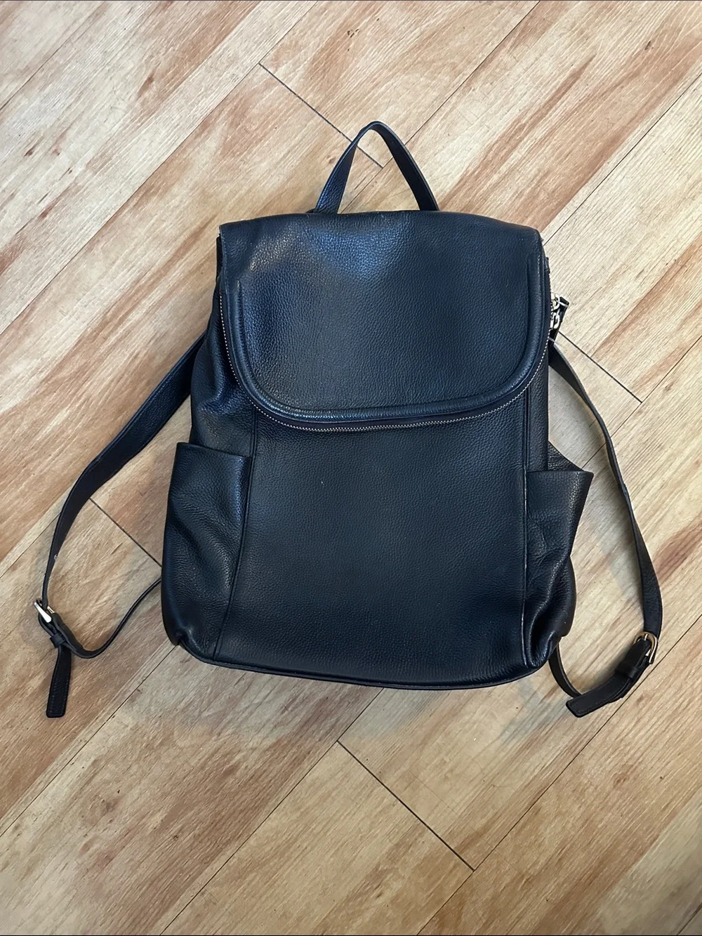 Classic Black Leather Backpack - Sleek Everyday Carry